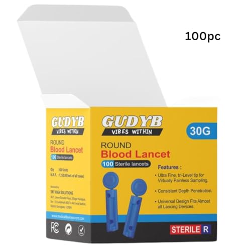 Image of Round Blood Lancets 30G - Sterile & Disposable Lancets for Glucose Blood Testing | Compatible with All Lancing Devices | 100 Count per Box (Pack of 2) - 200 Total