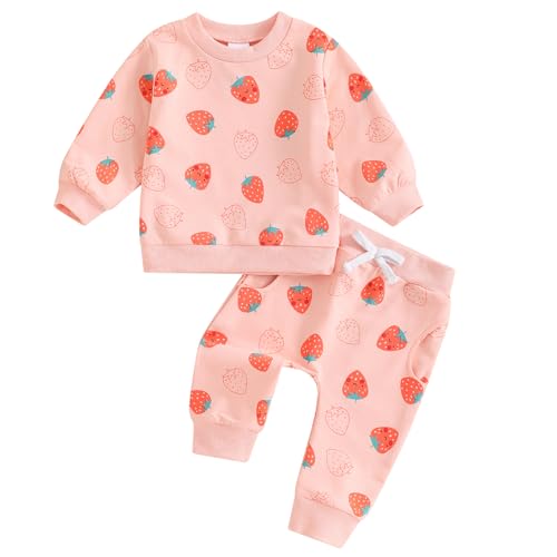 Image of Mubineo Toddler Baby Girl Clothes Cute Long Sleeve Sweatshirt Sweatpant Outfits Fall Winter Tops Pant Outfit Sweatsuit