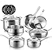 Produktbild Duxtop Topfset Induktion, 14-teilig Kochgeschirr-Set, Töpfe mit Metalldeckel, Topf Induktion, Tri-Ply Topfset Edelstahl, Backofengeeignet