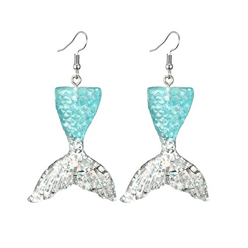 Mosichi Sequins Fish Mermaid Tail Pendant Hook Earrings Women Jewelry Party Decor size One size