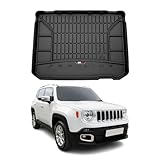 Tapis de Coffre 3D TPE Premium Compatible avec Jeep Renegade 2014-2018 | Bac de Protection de Coffre Intérieur antidérapant Revêtement de Coffre Bords Hauts pour Voiture Noir