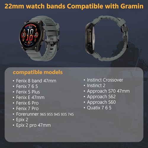 Correa deportiva de silicona para Garmin Fenix 47mm 22mm miniatura 2