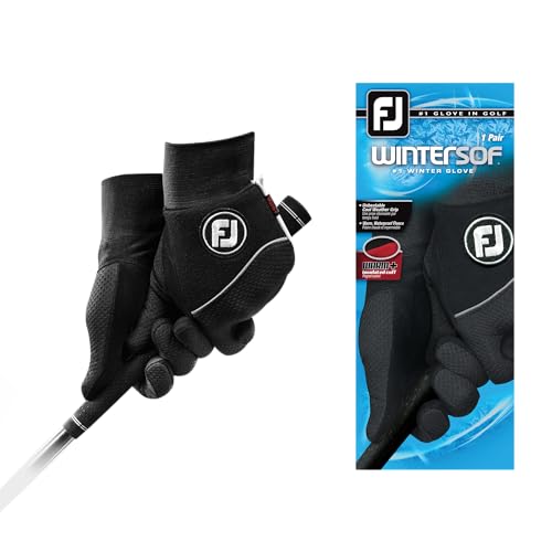 FootJoy Men's WinterSof Pair Golf Glove Black Large, Pair