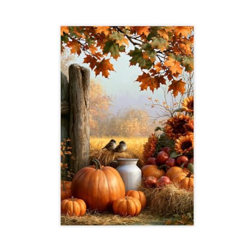 JDBeehpy Rustic Autumn Harvest Canvas Prints Wall Art Unframed 16x24inch