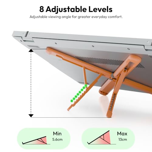 Image of Zebronics NS2500 Foldable Laptop Stand, 8 Adjustable Levels, Supports Up to 17-Inch Laptops, 5kg Load Capacity, Anti-Slip Silicone Pads, Portable & Easy to Carry, Ergonomic Design (Orange)