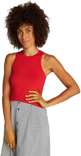 Tommy Hilfiger Damen Top Slim Rib Tank Top mit Stretch, Rot (Primary Red), XXXL – Ansicht 1