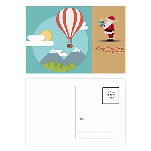 Cartes postales montgolfière Père Noël nuage soleil pour correspondance hivernale