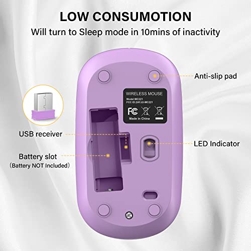 Wireless-Mouse-24G-Optical-Cordless-Mouse-with-USB-Receiver-Ultra-Silent-Ergonomic-LED-Mouse-AA-Battery-Used-Computer-Mouse-for-PC-Laptop-Desktop-MacBook-Windows-Purple