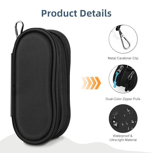 Image of FINTIE Double Sunglasses Case, Soft Portable Eyeglasses Pouch with Carabiner Clip, Dual Zipper Compartments for Men Women