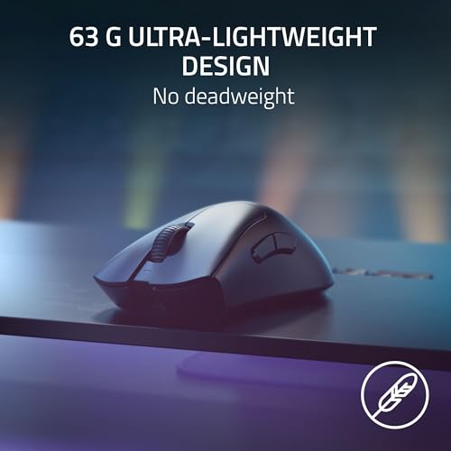 Image of Razer DeathAdder V3 Pro Wireless Gaming Mouse + Hyperpolling Wireless Dongle: 63g Ultra Lightweight - Focus Pro 30K Optical Sensor - Optical Switches Gen-3-5 Programmable Buttons - Black