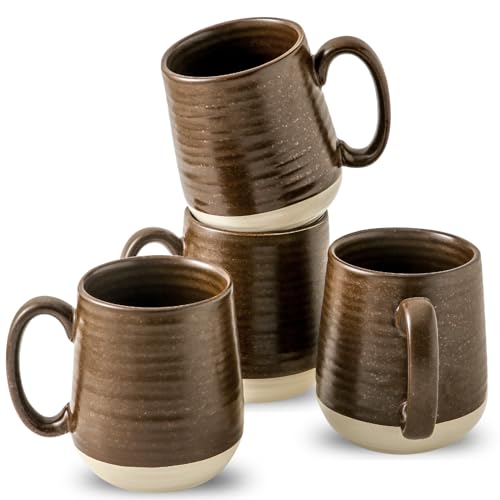 HASENSE Porcelain Coffee Mugs Set of 4-15 Ounce...