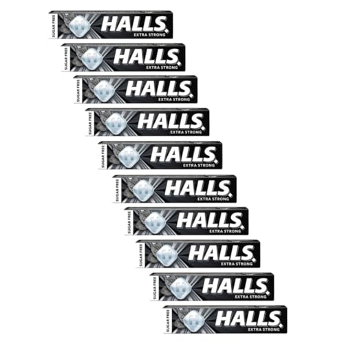 Halls | Dulces Refrescantes Sin Azúcar | Halls Extra Fuerte Caramelo Mentol Eucalipto - 10 Barras (320 Gr)