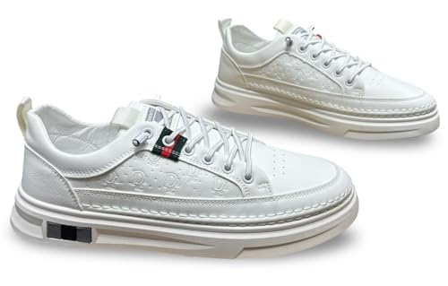 Image of Fashion Platform Sneakers, Embossed Pattern, Casual Athletic Shoes for Mens