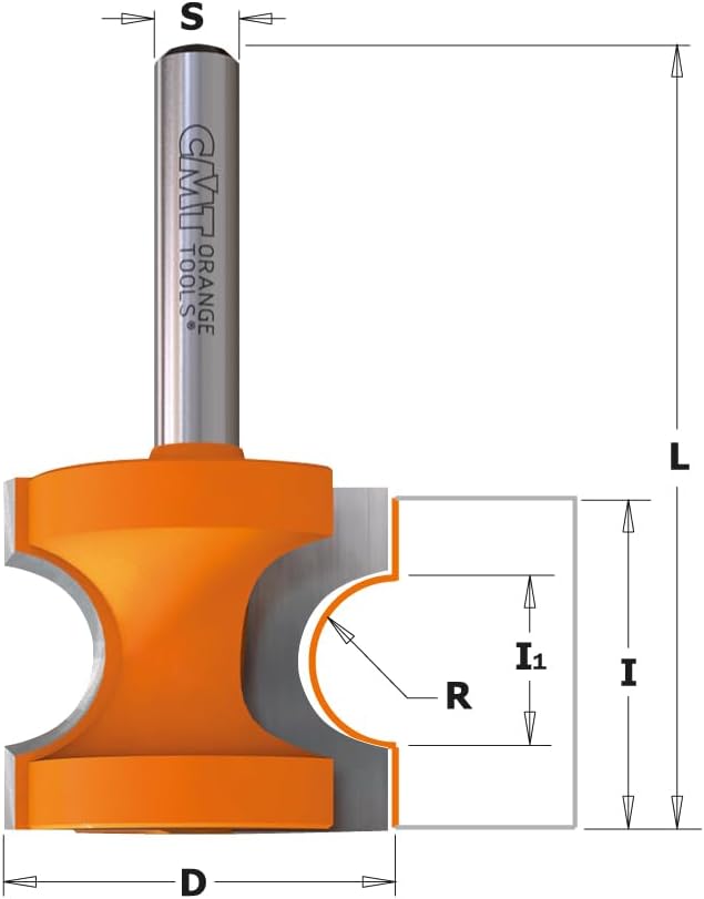 CMT Orange Tools 954.002.11 – Half Round Cutter HM S 8 D 22.2 R 3.2
