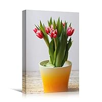 Canvas Wall Art Red Arrangement Bouquet Expressive Floral Multicolor Photography Romantics - 12x18 inches