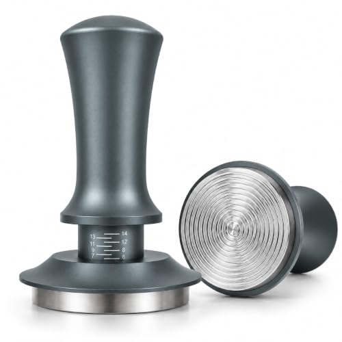 Image of Street27 51MM Coffee Tamper with Calibrated Spring Loaded Handle | Stainless Steel Espresso Tamper Flat Base for Espresso Machine Portafilter Coffee Accessories (Grey)