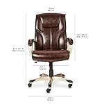 Amazon Basics Executive High Back Office Desk Chair, Adjustable Height, Tilt, Swivel, One Size, Brown/Gold - Image 2