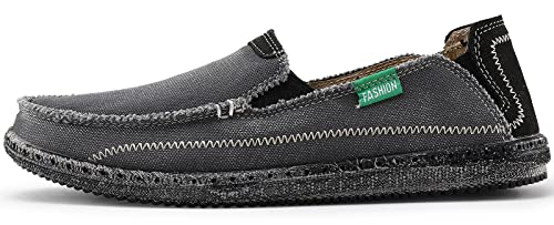 image for VILOCY Mens Slip on Deck Shoes Zero Drop Casual Canvas Loafer Vintage 