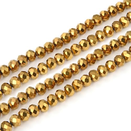 Image of 140pcs Czech Faceted Rondelle Crystal Glass Beads 8mm Bulk Gold Aurum