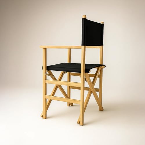 Miniatura 4 de Spacio Silla De Director Kubrick Plegable De Tela Y Madera Para Cine Y Decoración Ligera, Portátil, Multifuncional, Interior Exterior, Estilo Vintage 120kg Madera Negro