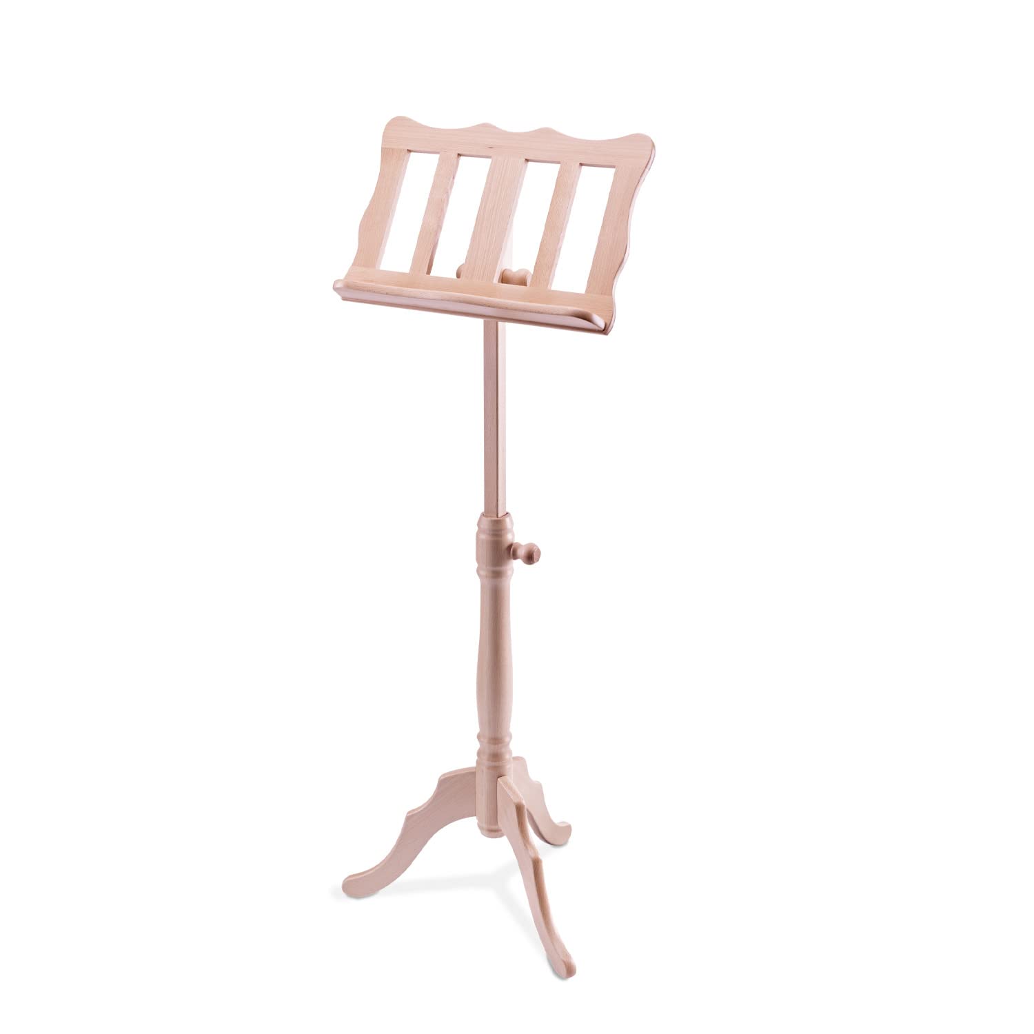 K&M 117 Atril de madera - madera maciza de haya de color natural - Atril para partituras XXL extensible de 96 a 132 cm en estilo barroco
