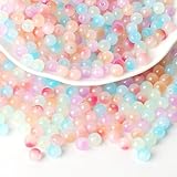 ToBeIT 500Pcs Colourful Gradient Glass Beads 8mm Loose Round Beads Transparent Glossy Surface Glass Bead Bulk Craft Bead for Jewelry Making DIY Bracelets Necklace Supplies (Pastel)