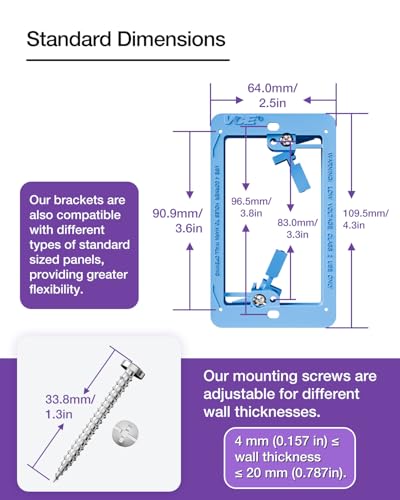 Image of VCE Low Voltage Mounting Bracket Single Gang Wall Plate, Flush Low Voltage Box for Network, HDMI, Coaxial, Speaker, Telephone Cables, Blue, 5 Pack