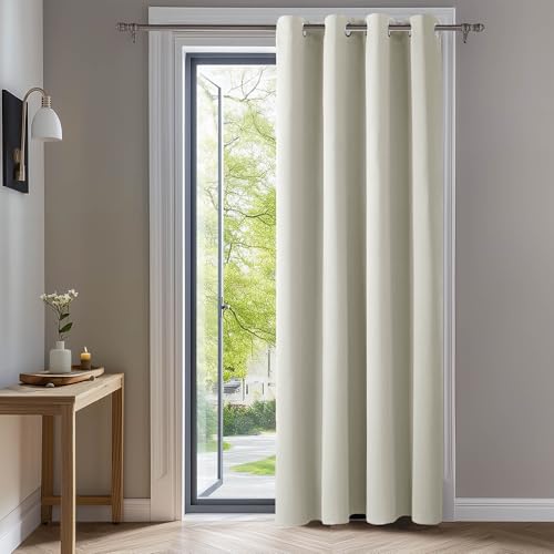 Deconovo Cortinas Dormitorio Salon Opacas Moderna con Ojales, Cortinas Termicas Aislantes Frio y Calor 140x260 cm(Ancho x Alto) Beige Claro, 1 Pieza