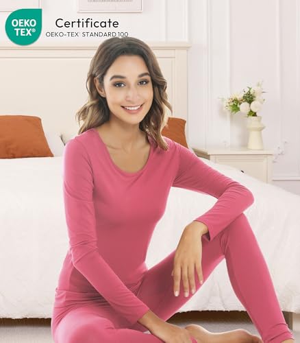 Image of NACHILA Thermal Underwear for Women-Viscose Made from Bamboo,Soft Long Johns Set Base Layer Pajamas Set Long Sleeve Pjs