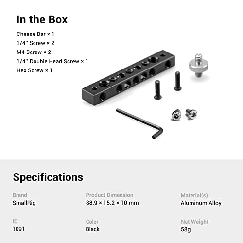 SMALLRIG Cheese Bar Mounting Plate mit 1/4'' und 3/8'' Gewinden - 1091 – Ansicht 5