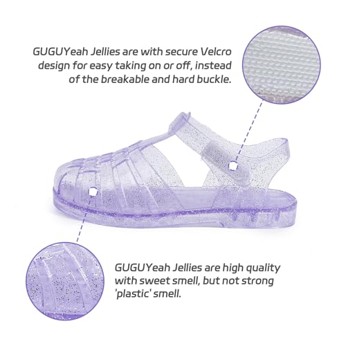 Image of GUGUYeah Jelly Sandals for Girls,Closed Toe Princess Costume Summer Dress Shoes Fisherman Gladiator Water Beach Flat Sandals for Toddler /Little Kid /Big Kid