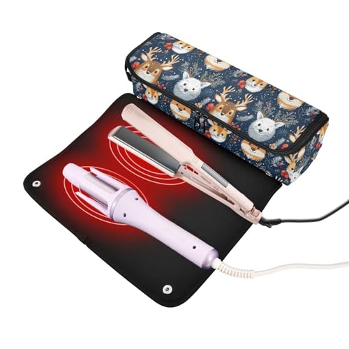 Bolso organizador resistente al calor para herramientas de cabello con diseño Woodland Animal Marble miniatura 2