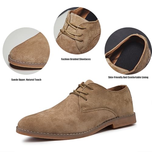 Men's Suede Pointed Toe Casual Business Oxford Shoes Classic Modern Lace-Up Derby Brogue Dress Shoes for Work Wedding Party Prom4