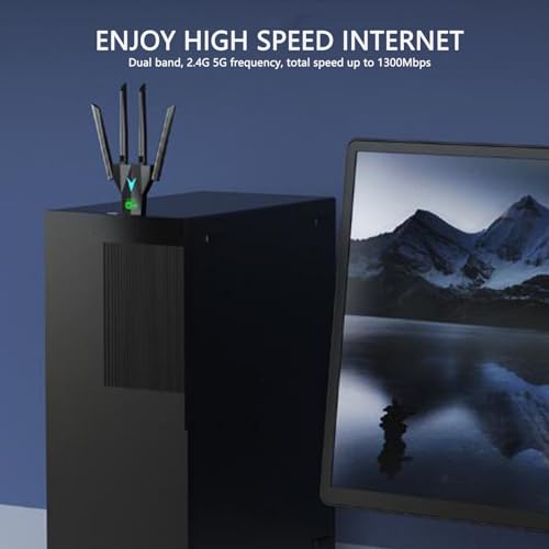 Adaptador USB Wi Fi para PC de escritorio receptor de internet 1300 Mbps 3