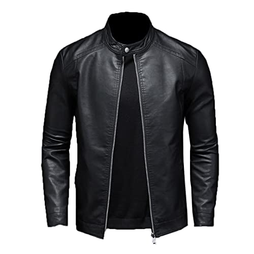 Veste cuir homme noir pour un look casual chic et chaud en automne taille L