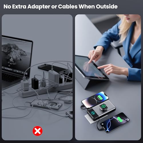Image of Portable Charger for iPhone with Built-in Cables and AC Wall Plug,Upgraded 40800mah Fast Charging USB C Power Bank,25W PD Travel Essentials Battery Pack for iPhone 17 /16 /15 /14 /13,Galaxy,Apple Watch