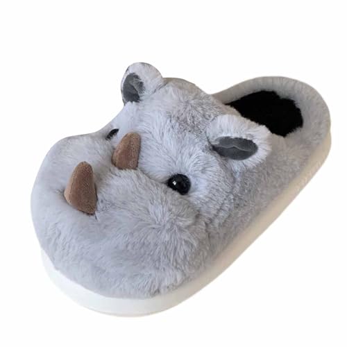 Pantofole Pelose Donna Invernali Antiscivolo Morbide Comode Calde Peluche Ciabatte Uomo Inverno Velluto Elegante Taglie Forti Casuale Interno Casa Divertenti Animal Ragazza Scarpe (Grey, 37)