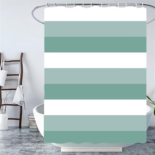 Cortina de Ducha 200x220 cm, Cortina Ducha Blanco Patrón Diseño, Verde Shower Curtain con 12 x Plástico Ganchos, Dobladillo Ponderado, Impermeable,Lavable a Máquina,Home Baño Decor,Regalo Mujer YL-363