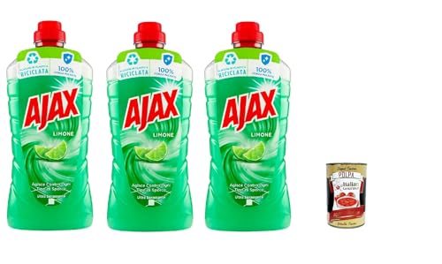 Ajax Detersivo Pavimenti - Limpiador de suelos (3 unidades, limón, 950 ml, 400 g)