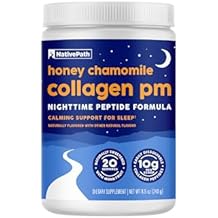 NativePath Collagen PM - Honey Chamomile Nighttime Collagen Peptides Powder with Magnesium, GABA, L-Theanine and Melatonin - 20 Servings
