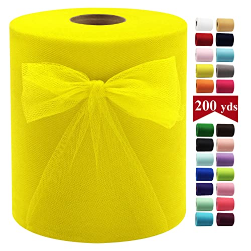 Yellow Tulle Fabric Rolls 6 Inch By 200 Yards (600 Feet) Fabric Spool Tulle Ribbon For Diy Yellow Tutu Bow Baby Shower Birthday Party Wedding Decorations Craft Supplies #TOP2