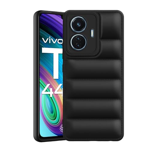 Image of Plus Puffer Case Camera Protection Soft Back Cover for iQOO Z6 44W / Vivo T1 44W - Black