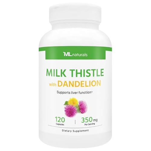 ML Naturals Milk Thistle & Dandelion Extract – 250mg Milk Thistle, 100mg Dandelion Root (Per Serving) 120 Capsules