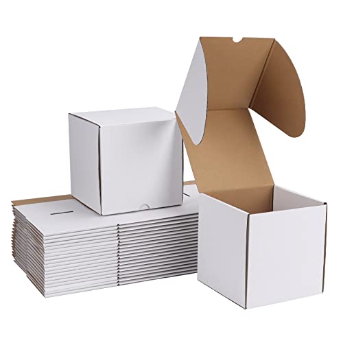 Image of ZBEIVAN 6x6x6 White Shipping Boxes Set of 20, Corrugated Cardboard Mailer Boxes for Packaging Small Business Mailing Gifts
