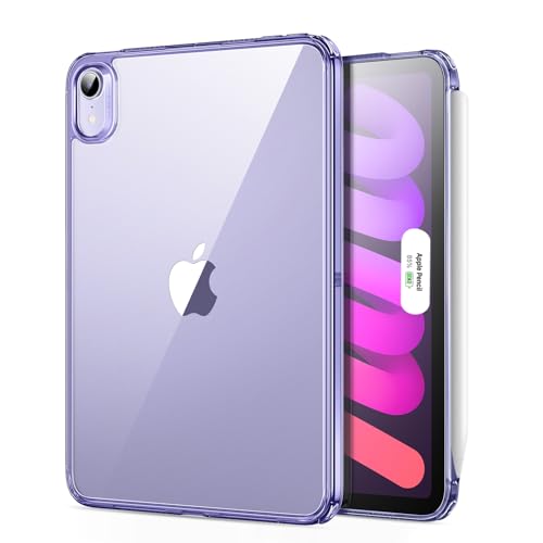 ESR for iPad mini 7 A17 Pro Case, iPad mini 7th/6th Generation Case (2024/2021), Slim and Light, Shock and Drop Protection, Yellowing Resistant, Supports Pencil Pro & Pencil (USB-C), Purple Clear