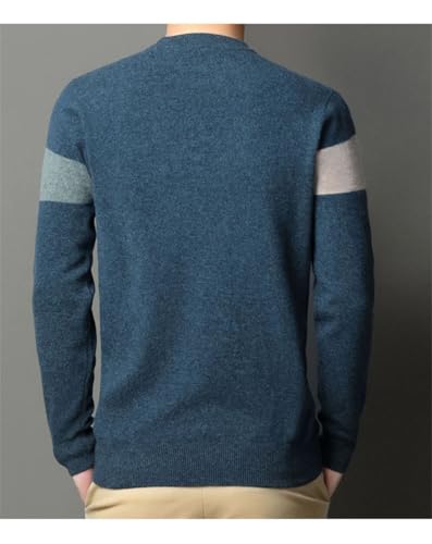 Dcvmvmn 2024 Winter Men's Wool Sweater Fashionable Color Block Long Sleeve Warm Pullover3