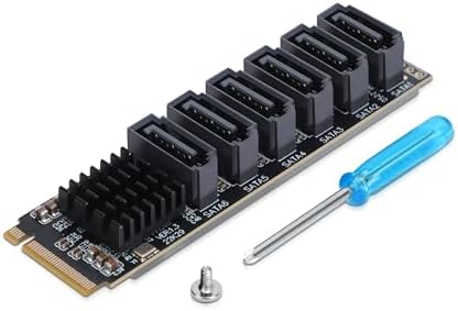 Carte Adaptateur M.2 vers SATA3.0, Carte D'extension 6 Ports, Extension de Disque Dur ASM1166 M.2 M-EKY PCIE3.0 vers Carte Adaptateur SATA 6 Gbps Ph516 avec Indicateur Intelligent