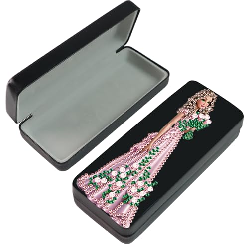 Image of 5D Diamond Painting Glasses Case for Adults, DIY Rhinestone Crystal Diamond Art Eyeglass Holder, Handmade Princess Goddess Sunglass Storage Box, Elegant Travel Craft Gift