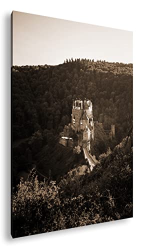 Cadre château de conte de fées deyoli 90x60 habiller un mur vide effet sépia bois