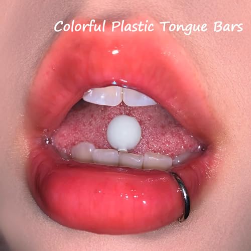 Acrylic Tongue Barbells Rings Candy Color Tongue Piercing Jewelry 14G Plastic Nipple Ring Colorful Tongue Bars for Women Men4